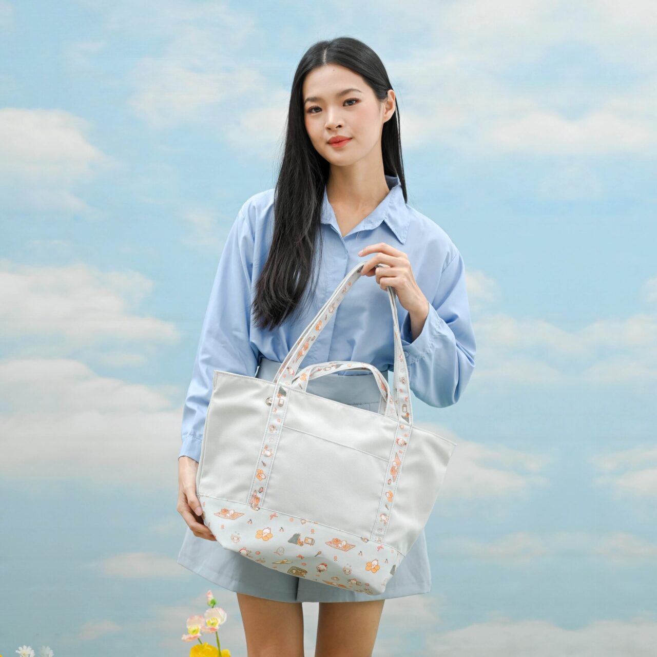 product-detail Littlebun X L.Porter Fabrics – Tote Bag Self Love Series Silver Grey - Large