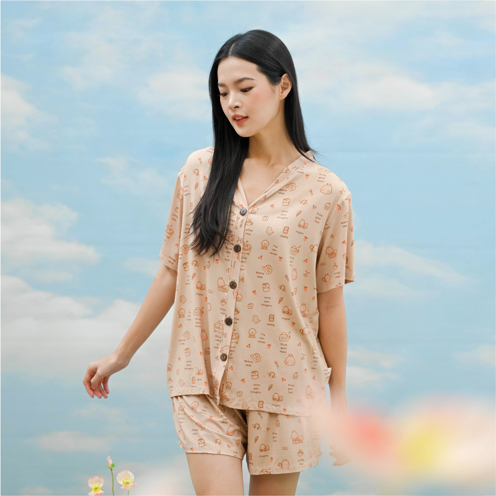 Littlebun X L.Porter Fabrics – Pajamas SL Beige - Size L/XL