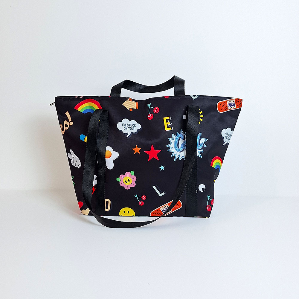 Tote Bag Happy Days Black- Large